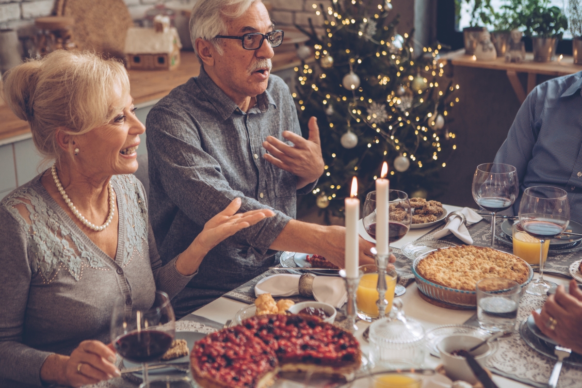 seniors having holiday dinner